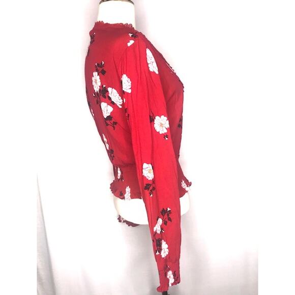A14). American Rag Floral V-Neck Long Sleeves Blouse size Small - Picture 5 of 9